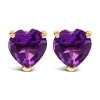 Haus Of Brilliance 14k Gold 5mm Heart Cut Gemstone Solitaire Stud Earrings In Purple