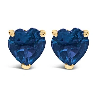 14k Yellow Gold 5mm Heart Cut Sapphire Solitaire Stud Earrings In Blue from Haus of Brilliance