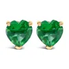 Haus Of Brilliance 14k Gold 5mm Heart Cut Gemstone Solitaire Stud Earrings In Green