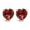 Haus Of Brilliance 14k Yellow Gold 5mm Heart Cut Garnet Solitaire Stud Earrings In Red