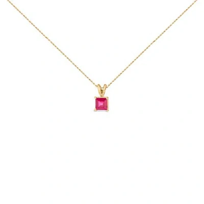 Haus Of Brilliance 14k Gold 5x5 Mm Square Shaped Gemstone Solitaire Pendant Necklace In Pink
