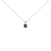 Haus Of Brilliance 14k White Gold 5x5 Mm Square Shaped Blue Sapphire Solitaire Pendant Necklace In Blue