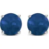 Haus Of Brilliance 14k Gold 5x5mm Round Birthstone Solitaire Stud Earrings In Blue