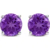 Haus Of Brilliance 14k Gold 5x5mm Round Birthstone Solitaire Stud Earrings In Purple