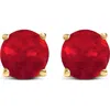 Haus Of Brilliance 14k Gold 5x5mm Round Birthstone Solitaire Stud Earrings In Red