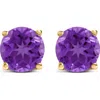 Haus Of Brilliance 14k Gold 5x5mm Round Birthstone Solitaire Stud Earrings In Purple