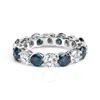 Haus Of Brilliance 14k White Gold 6 1/4 Cttw Alternating Lab-grown White And Natural Treated Blue Diamond Eternity Band In White