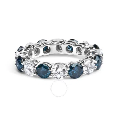 HAUS OF BRILLIANCE HAUS OF BRILLIANCE 14K GOLD 6 1/4 CTTW ALTERNATING LAB-GROWN WHITE AND NATURAL TREATED BLUE DIAMOND 