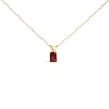 Haus Of Brilliance 14k Gold 6x4mm Emerald Cut Gemstone Solitaire Pendant Necklace In Red