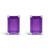 Haus Of Brilliance 14k Gold 6x4mm Emerald Shaped Gemstone Solitaire Stud Earrings In Purple