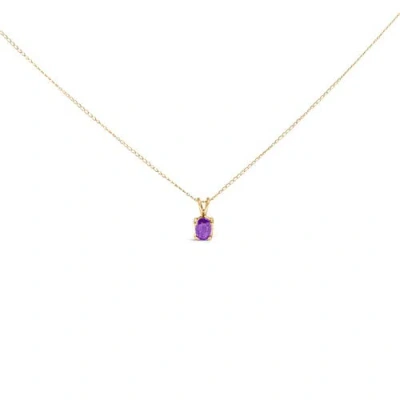 Haus Of Brilliance 14k Gold 6x4mm Oval Shaped Gemstone Solitaire Pendant Necklace In Brown