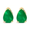 Haus Of Brilliance 14k Yellow Gold 6x4mm Pear Shaped Green Emerald Solitaire Stud Earrings In Gold