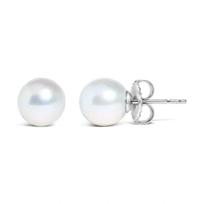 Haus Of Brilliance 14k Gold 7.5-8mm Cultured Freshwater Pearl Solitaire Stud Earrings In Silver