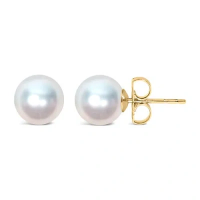 Haus Of Brilliance 14k Gold 8-8.5mm Cultured Freshwater Pearl Solitaire Stud Earrings In White