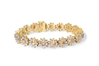 Haus Of Brilliance 14k Yellow Gold 8.00 Cttw Champagne Diamond Floral Cluster Halo Link Bracelet