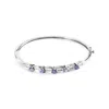 Haus Of Brilliance 14k Gold Alternating Trillion Tanzanite And 1/3 Cttw Diamond Bangle Bracelet In White