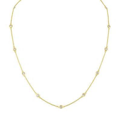 Haus Of Brilliance 14k Gold Diamond Station Necklace In Yellow
