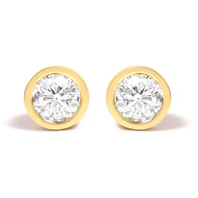 Haus Of Brilliance 14k Gold Lab Grown Diamond Screw-back Classic Bezel Solitaire Stud Earrings In Yellow