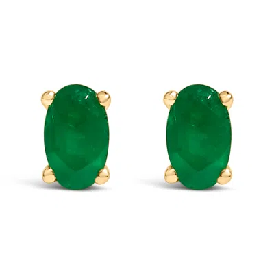 Haus Of Brilliance 14k Gold Oval Cut Gemstone Birthstone 5x3 Mm Stud Earrings In Green