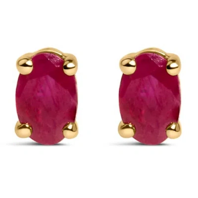 Haus Of Brilliance Colorful Gemstones 14k 0.74 Ct. Tw. Ruby Stud Earrings In Gold
