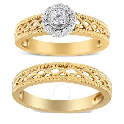 Haus Of Brilliance 14k Gold Plated .925 Sterling Silver 1/5 Cttw Diamond Halo Engagement Ring And We In Yellow