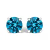 Haus Of Brilliance 14k Gold Round Brilliant Cut Lab Grown Blue Diamond 4-prong Classic Solitaire Stud Earrings With Pus In White