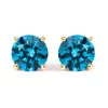 Haus Of Brilliance 14k Gold Round Brilliant Cut Lab Grown Blue Diamond 4-prong Classic Solitaire Stud Earrings With Pus In Yellow