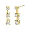Haus Of Brilliance 14k Gold Round Diamond 3 Stone Graduated Linear Drop Past, Present And Future Stud Earrings In Yellow