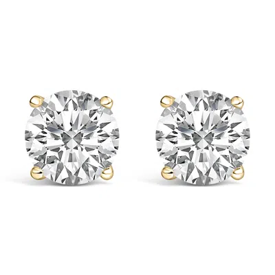 Haus Of Brilliance 14k Gold Round Lab Grown Diamond Solitaire Stud Earrings With Screw Backs In Yellow
