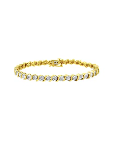 Haus Of Brilliance 14k Over Silver 0.25 Ct. Tw. Diamond Link Bracelet In Gold