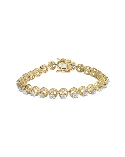 Haus Of Brilliance 14k Over Silver 3.90 Ct. Tw. Diamond Tennis Bracelet In Gold