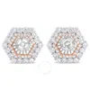 Haus Of Brilliance 14k Rose And White Gold 1 7/8 Cttw Round Diamond Double Halo Earring Jacket For 6 In Two-tone