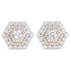 Haus Of Brilliance 14k Rose And White Gold 1 7/8 Cttw Round Diamond Double Halo Earring Jacket For 6mm Round Studs In Multi