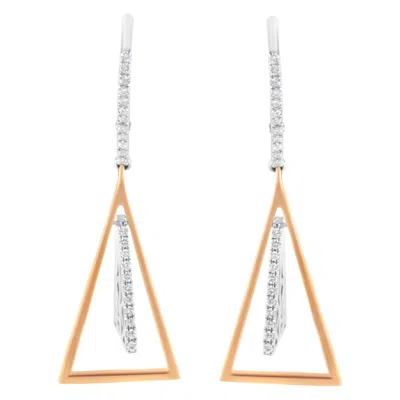 Haus Of Brilliance 14k Rose And White Gold 3/8 Cttw Diamond Windchime Drop And Dangle Earring In Multi