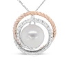 HAUS OF BRILLIANCE 14K ROSE AND WHITE GOLD 3/8 CTTW PAVE DIAMOND AND 9MM ROUND PEARL SPIRAL OPENWORK 18" PENDANT NECKLA