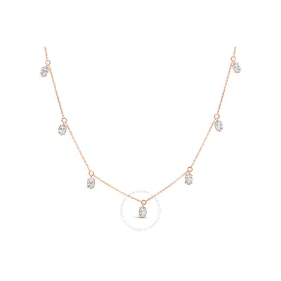 Haus Of Brilliance 14k Rose Gold 1 3/8 Cttw Oval Lab Grown Diamond Dangle Station Necklace - 17" Inc