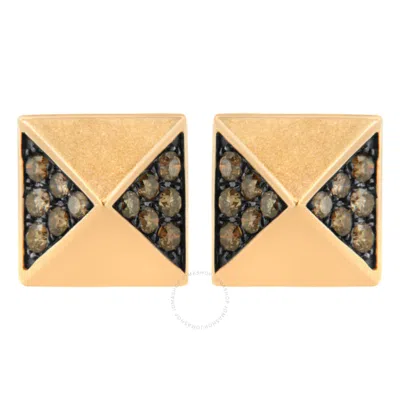 Haus Of Brilliance 14k Rose Gold 1/4 Cttw Brown Diamond Pyramid Stud Earring (brown Color In Pink/rose Gold Tone/gold Tone