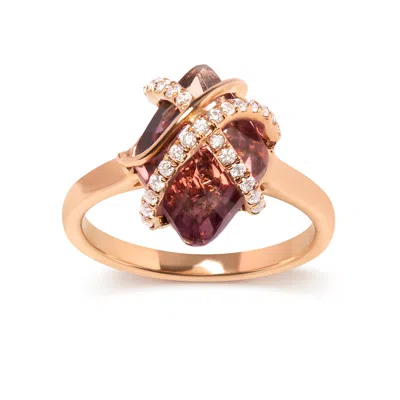 Haus Of Brilliance 14k Rose Gold 1/5 Cttw Diamond Wrapped 15x15 Mm Purple Amethyst Cocktail Ring In Multi