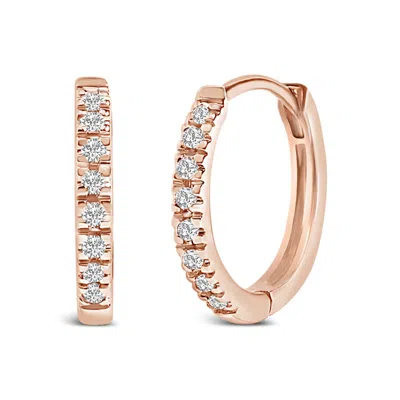 Haus Of Brilliance 14k Rose Gold 1/5 Ctw Diamond Huggie Hoop Earrings In Pink