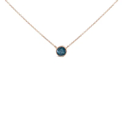 HAUS OF BRILLIANCE HAUS OF BRILLIANCE 14K ROSE GOLD 2.0 CTTW BEZEL SET BLUE DIAMOND SOLITAIRE PENDANT NECKLACE - 18" IN