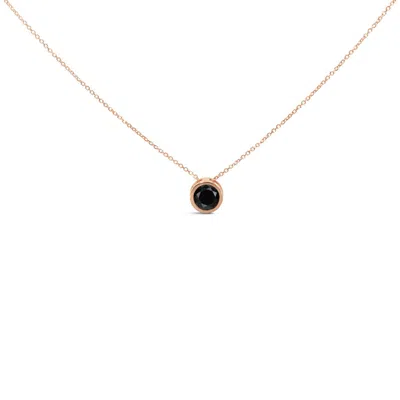 Haus Of Brilliance 14k Rose Gold 3 1/2 Cttw Bezel-set Black Round Diamond Solitaire Pendant Necklace In Pink