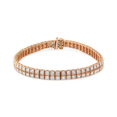 Haus Of Brilliance 14k Rose Gold 3.0 Cttw Lab Grown Diamond Two Row Milgrain 7" Inch Tennis Bracelet In Multi