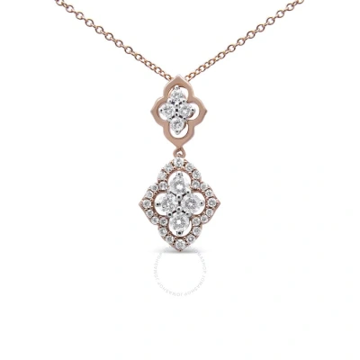 Haus Of Brilliance 14k Rose Gold 3/4 Cttw Round Diamond Double Quatrefoil Pendant 18" Necklace (h-i In Pink