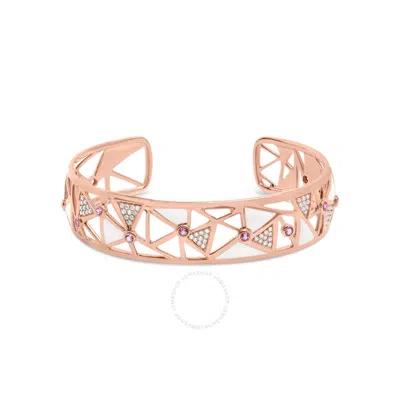 Haus Of Brilliance 14k Rose Gold 5/8 Cttw Diamond With Pink Tourmaline Open Cuff Bangle With White E