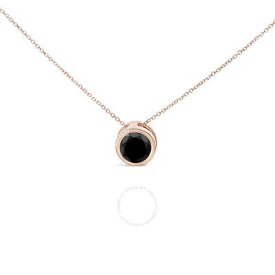 Haus Of Brilliance 14k Rose Gold 7.0 Cttw Bezel-set Black Round Diamond Solitaire Pendant Necklace - In Pink/rose Gold Tone/gold Tone