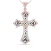 Haus Of Brilliance 14k Rose Gold And Black Rhodium 1.0 Cttw Diamond Ornate Vintage St. James Budded Cross Pendant 18" N In Gold
