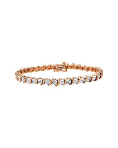 Haus Of Brilliance 14k Rose Gold Over Silver 0.10 Ct. Tw. Diamond Link Bracelet