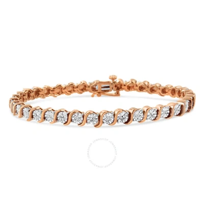 Haus Of Brilliance 14k Rose Gold Plated .925 Sterling Silver 1/10 Cttw Round Miracle Plate "s" Link In Pink