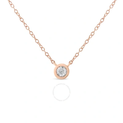 Haus Of Brilliance 14k Rose Gold Plated .925 Sterling Silver 1/5 Cttw Diamond Bezel 18" Pendant Neck In Pink