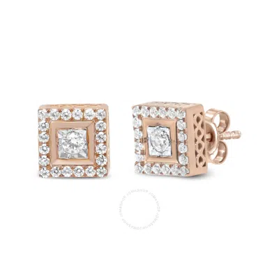 Haus Of Brilliance 14k Rose Gold Plated .925 Sterling Silver 1/2 Cttw Diamond Halo Square-shaped Fra In Pink/rose Gold Tone/gold Tone